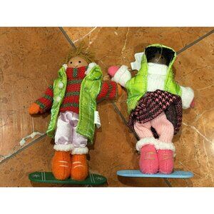 WONDERSHOP TARGET 2023 GIRL BOY SNOW BOARDERS FELT XMAS ORNAMENTS LOT 2 NEW